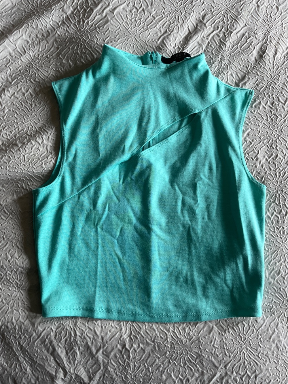 Guess Aqua Mock Neck Cropped Tank